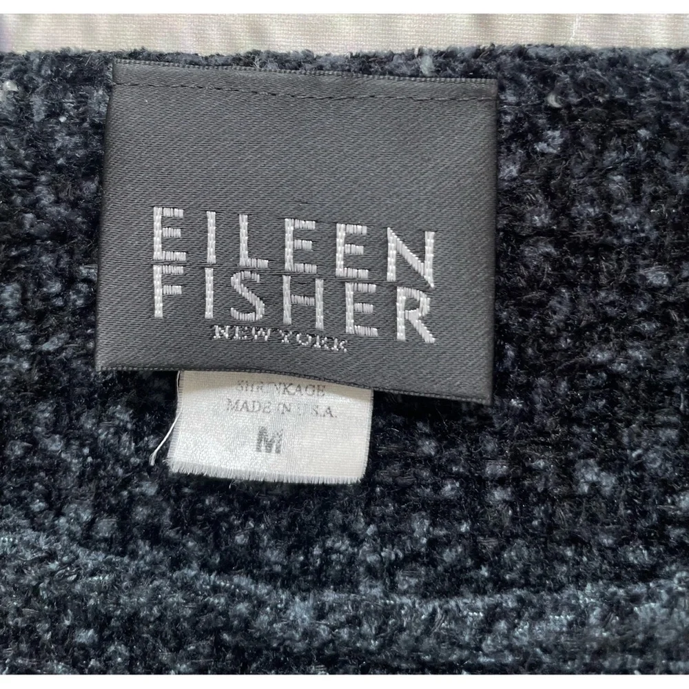 Eileen Fisher Black & Blue Boucle Knit Sweater